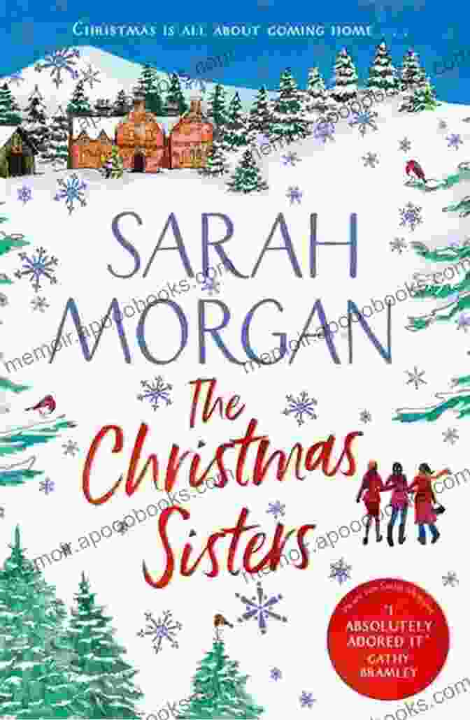 Christmas Sisters Book Cover With A Snowy Backdrop, A Christmas Tree, And Two Sisters Holding Hands Christmas Sisters Tess Thompson