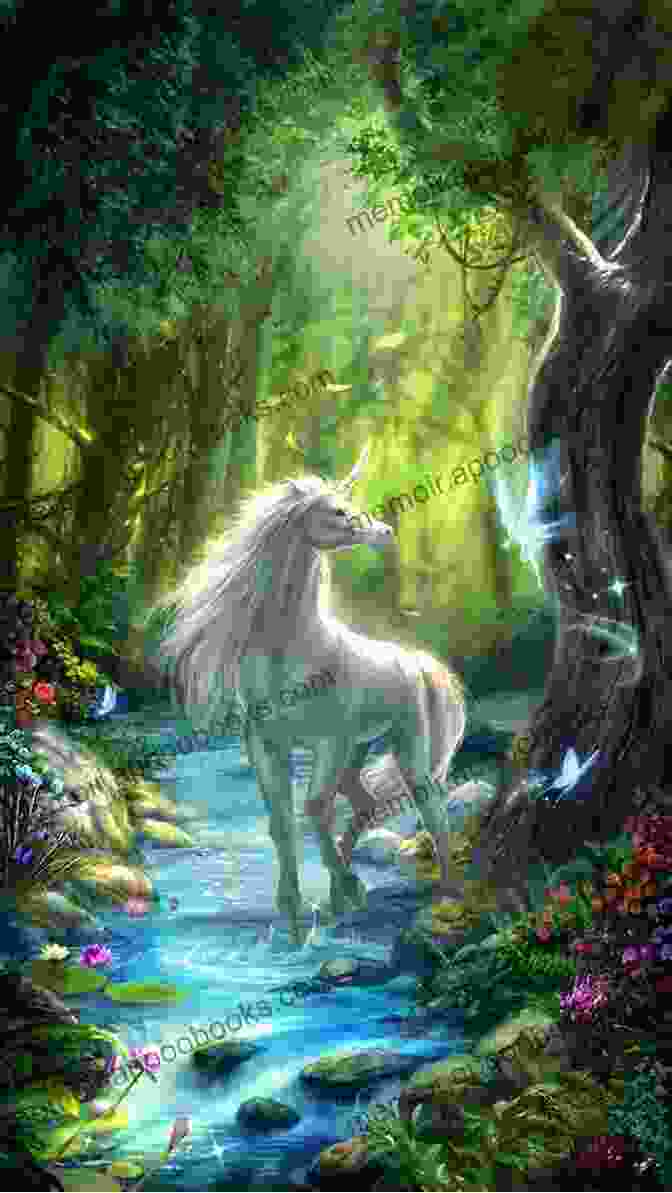 Tine Nell Rides A Majestic Unicorn Through A Moonlit Forest. The Royal Gift Tine Nell